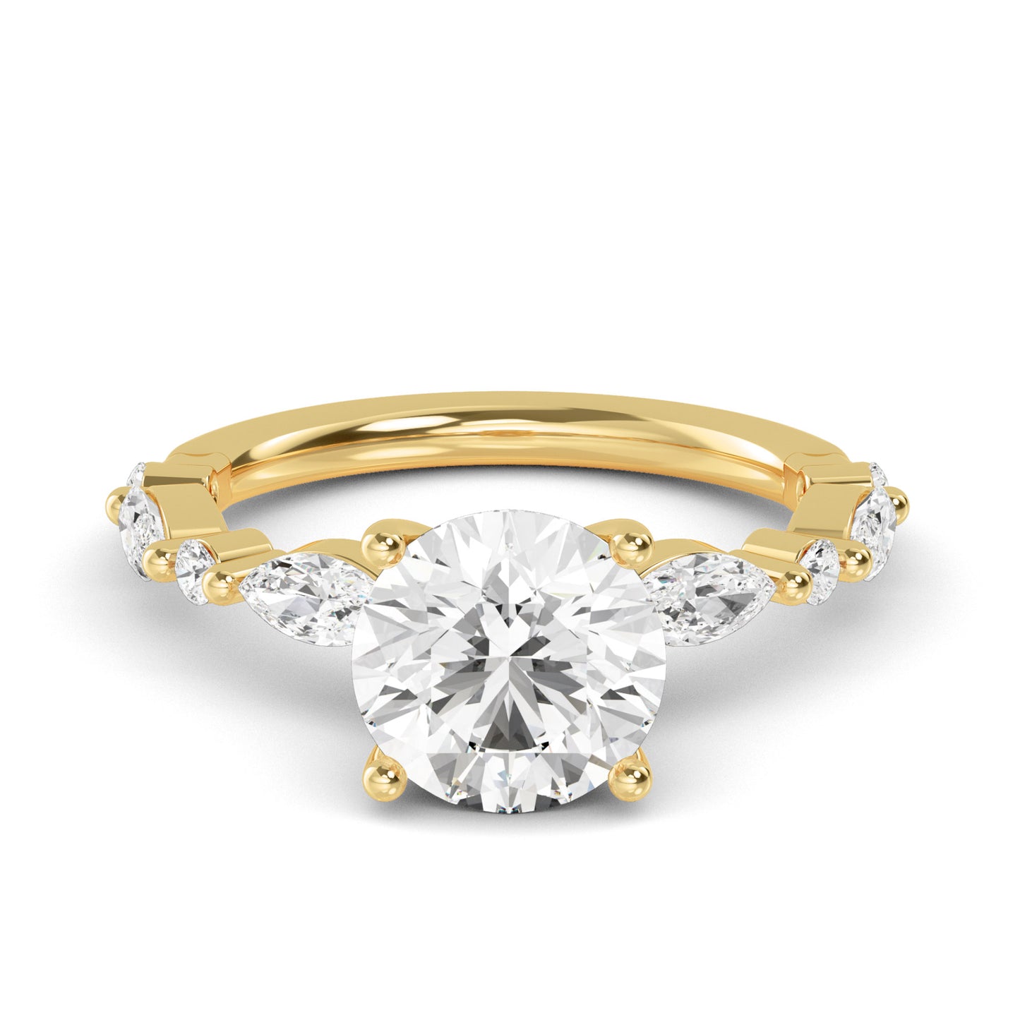 Round Marquise Shoulder Solitaire Ring