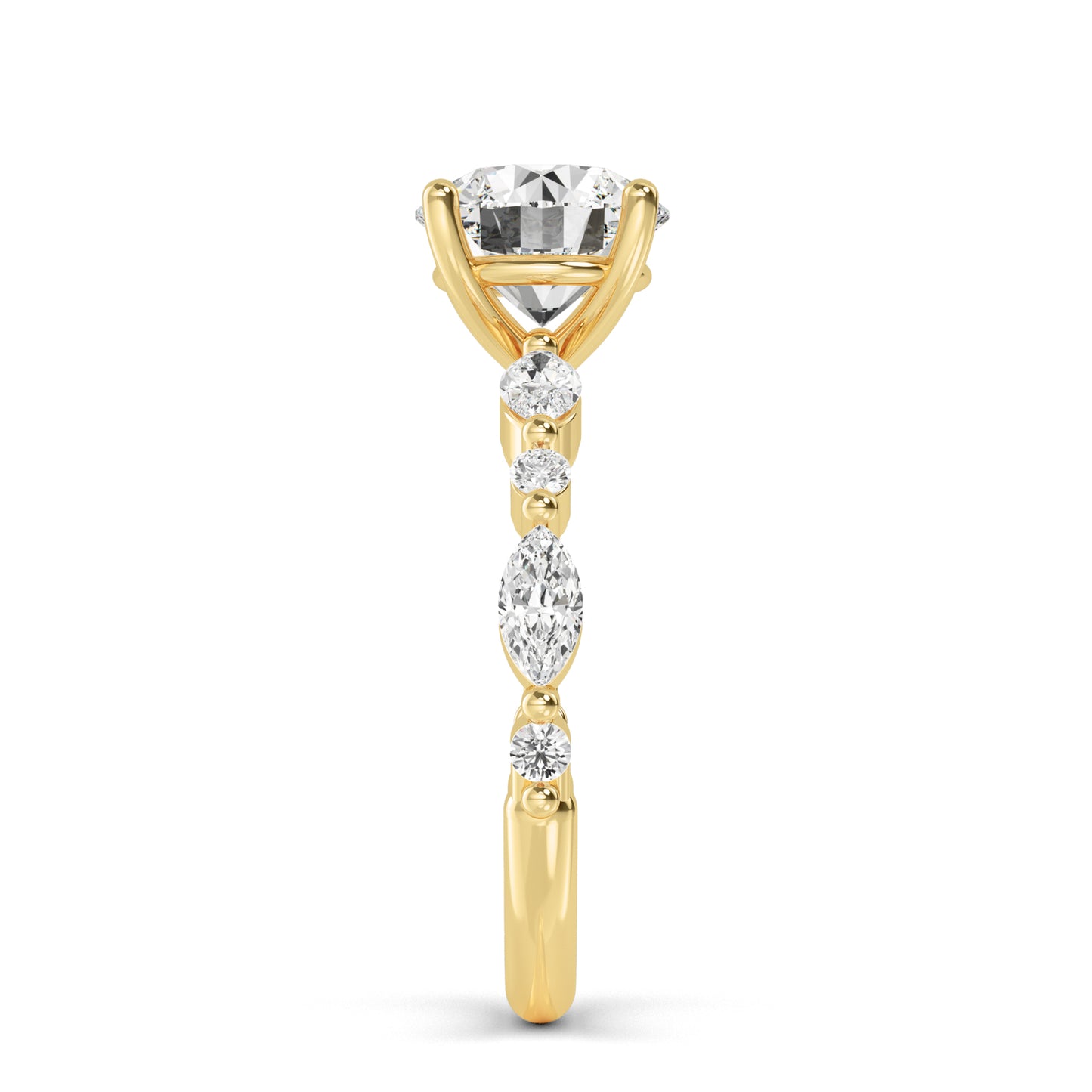 Round Marquise Shoulder Solitaire Ring