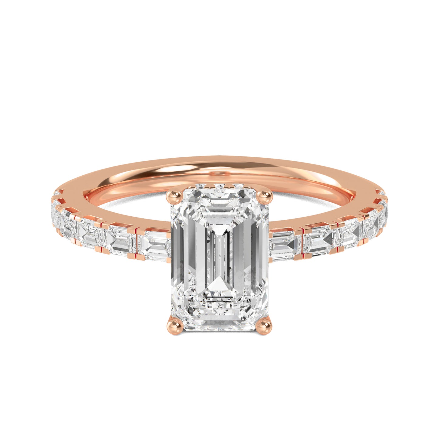 Emerald Hidden Halo Band Ring