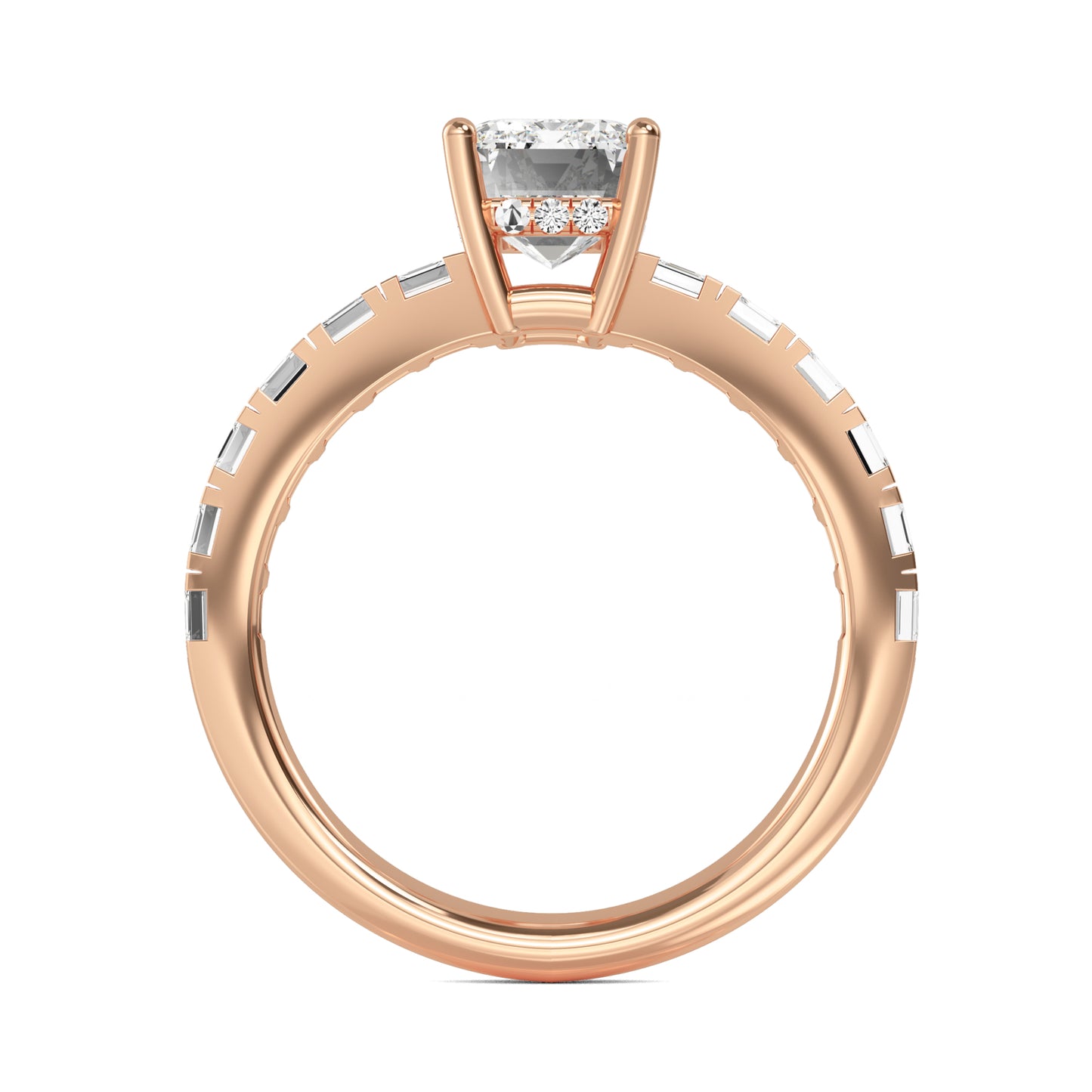 Emerald Hidden Halo Band Ring