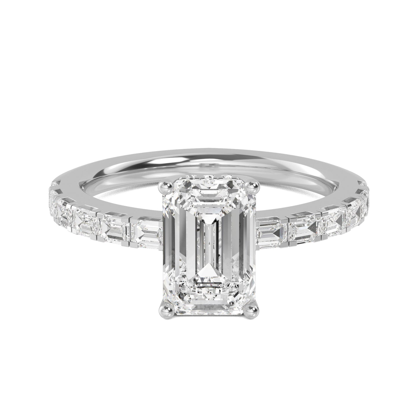 Emerald Hidden Halo Band Ring