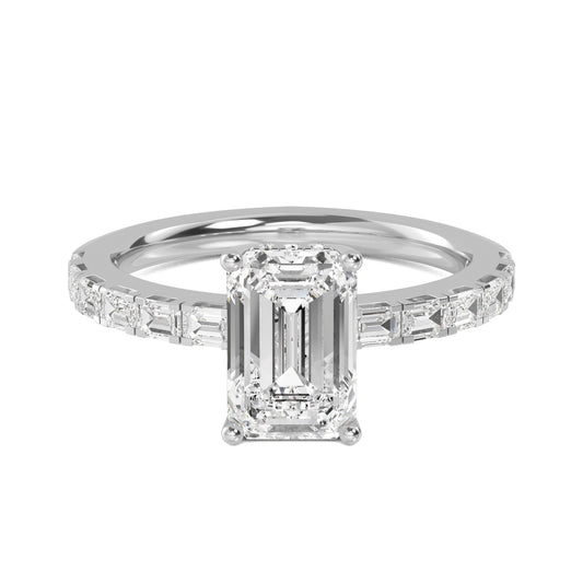 Emerald Hidden Halo Band Ring