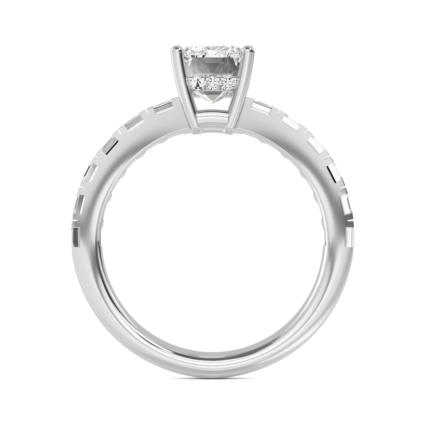 Emerald Hidden Halo Band Ring