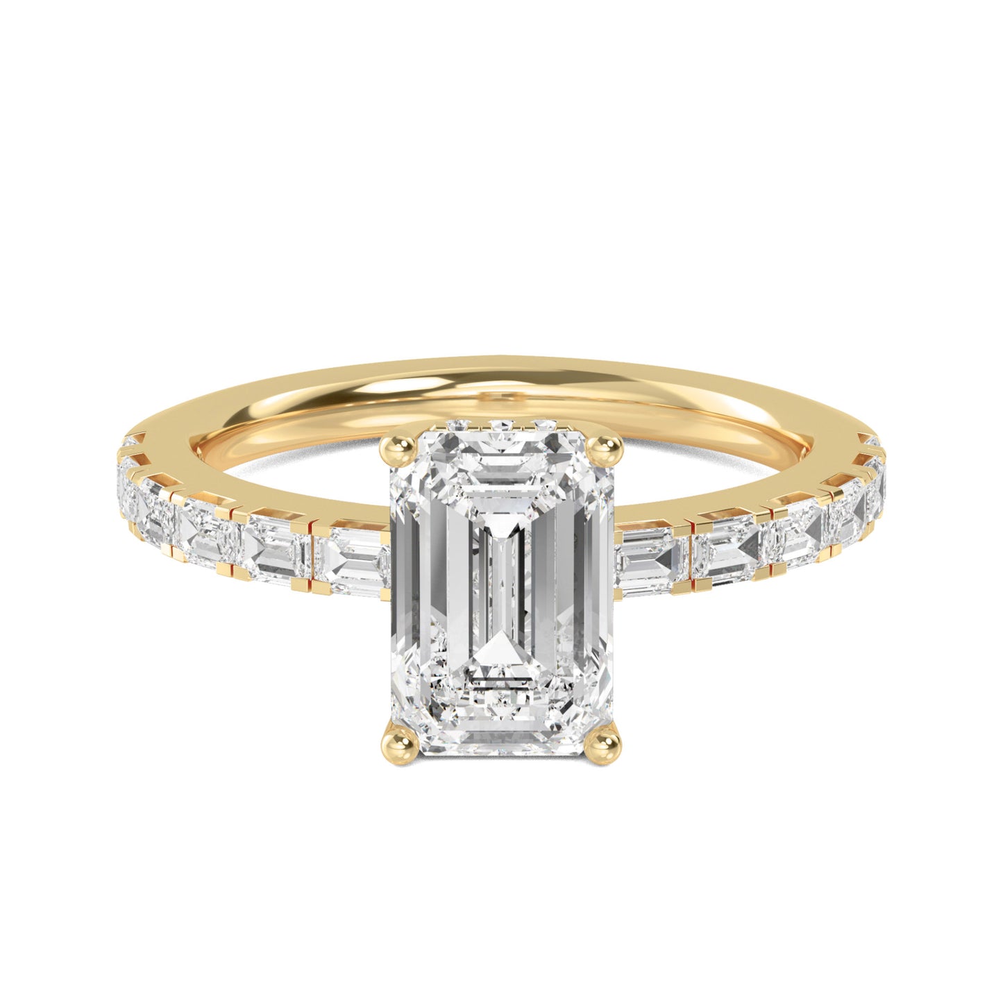 Emerald Hidden Halo Band Ring