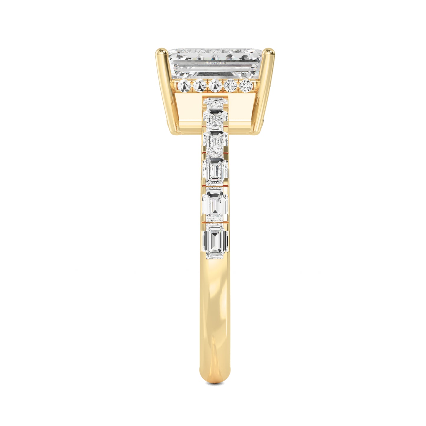 Emerald Hidden Halo Band Ring