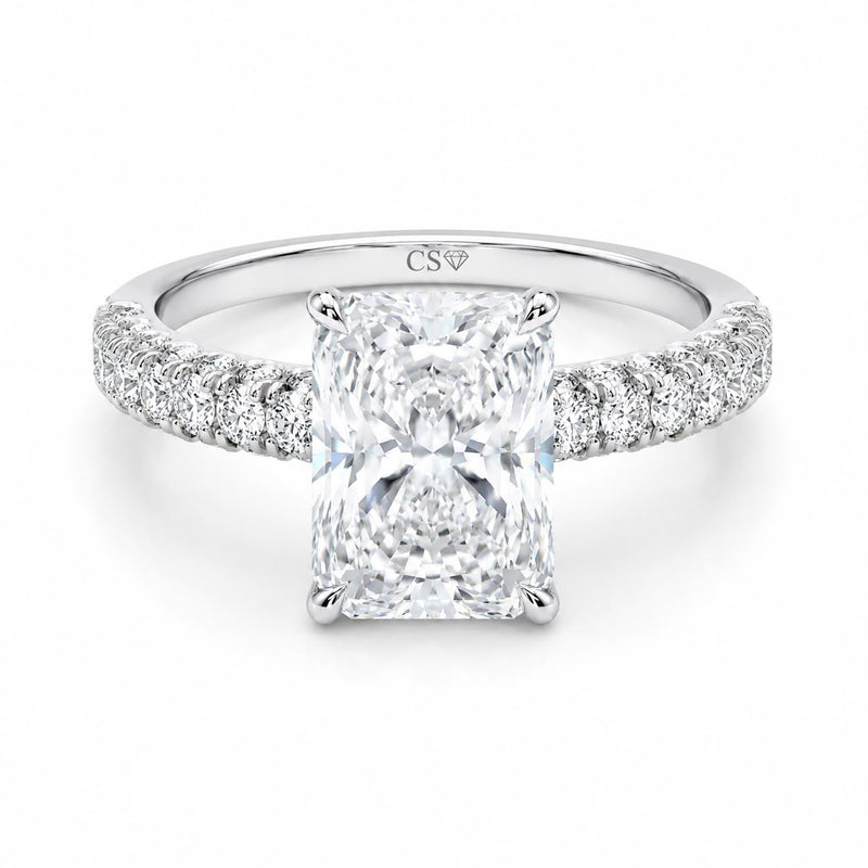 Radiant Half Band Hidden Halo Pave Set
