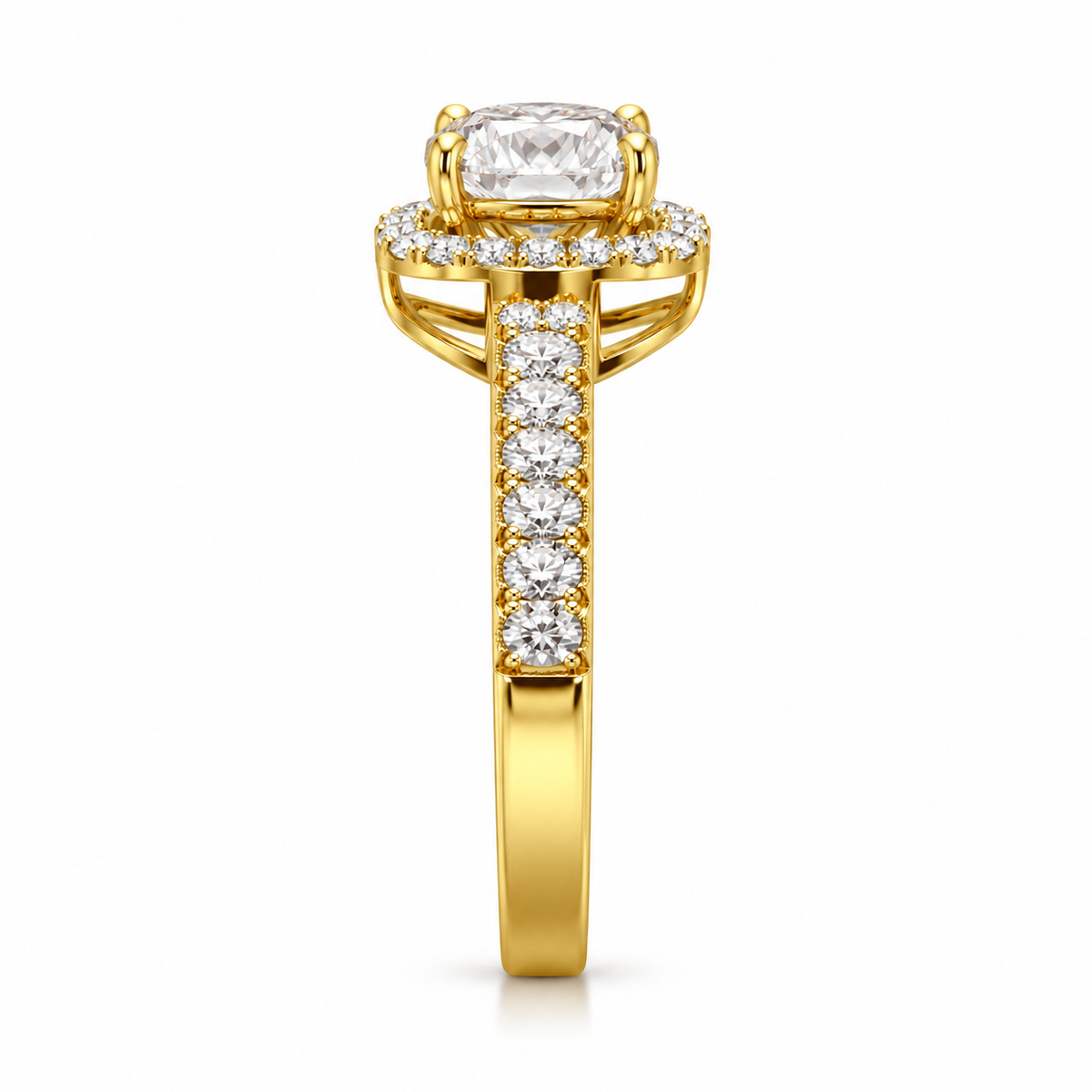 Round Halo Double Pave