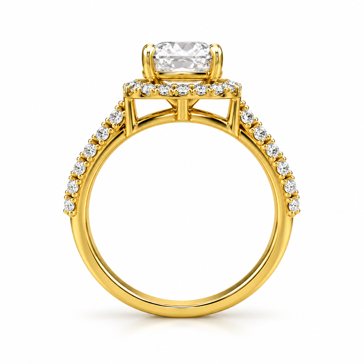 Round Halo Double Pave