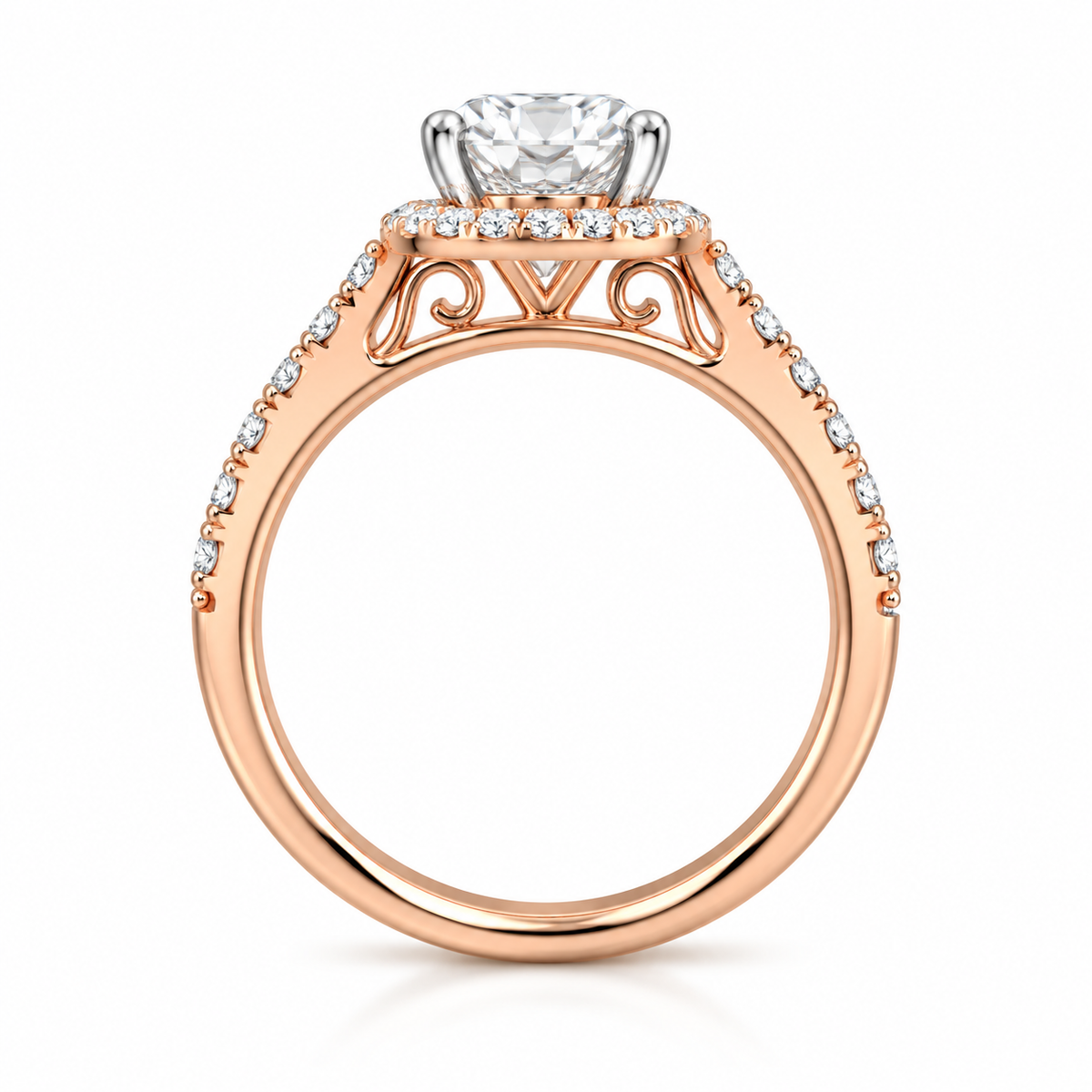 Round Halo Pave Set