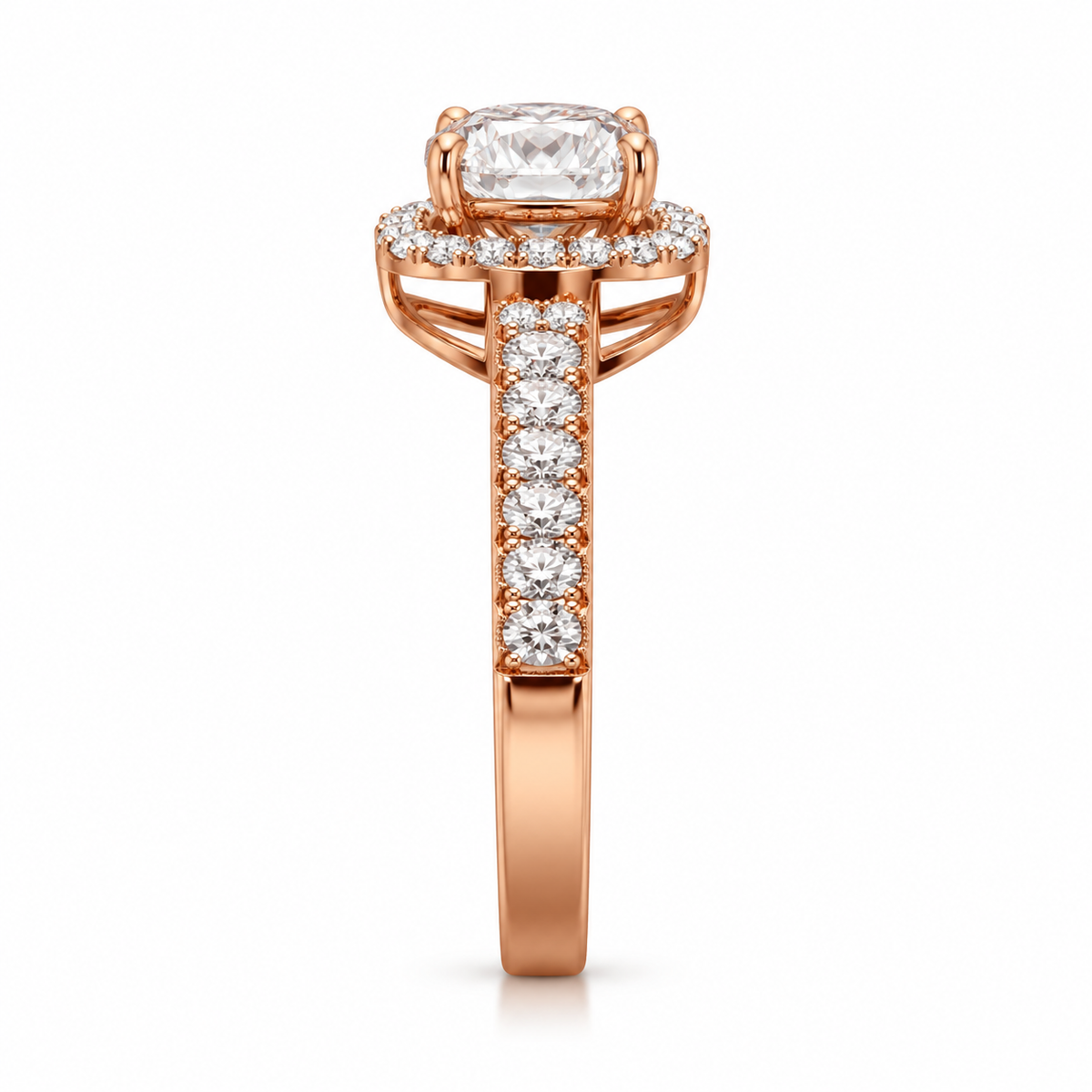 Round Halo Double Pave