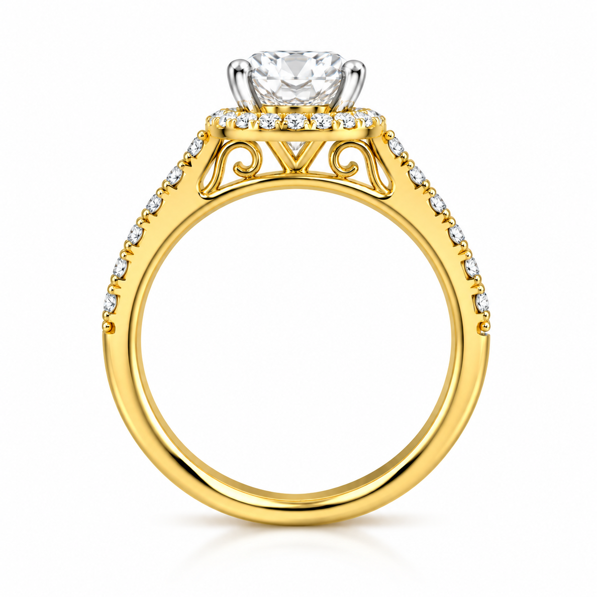 Round Halo Pave Set