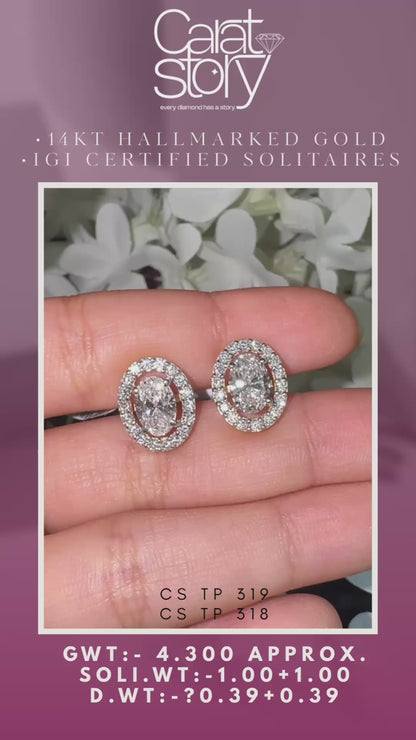 Oval Halo Solitaire Studs