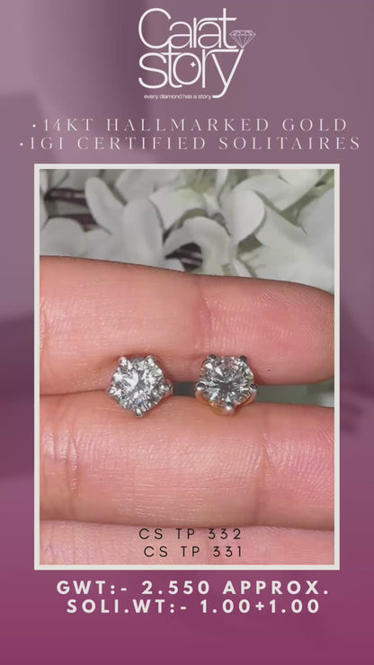 5 Prong Flower Petal Solitaire Studs