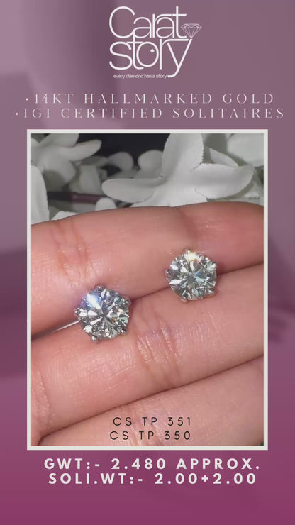 5 Prong Flower Petal Solitaire Studs