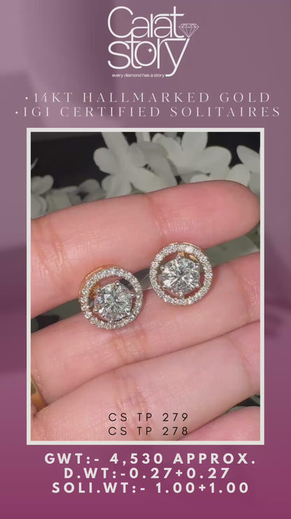 Round Halo Solitaire Studs