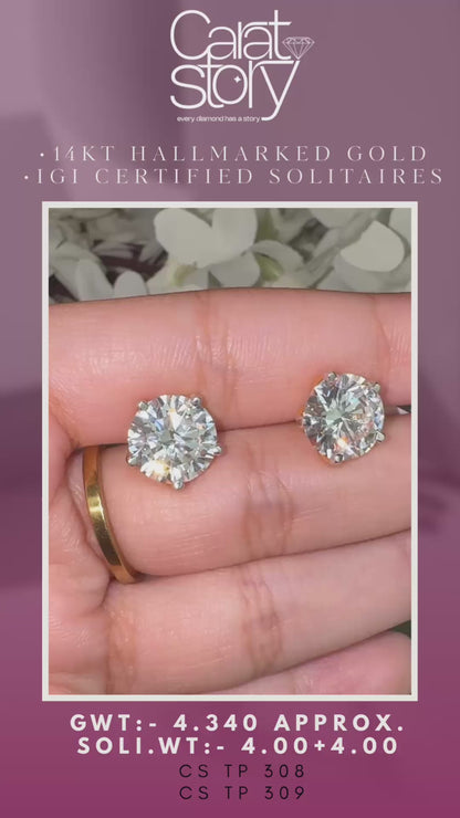 5 Prong Flower Petal Solitaire Studs